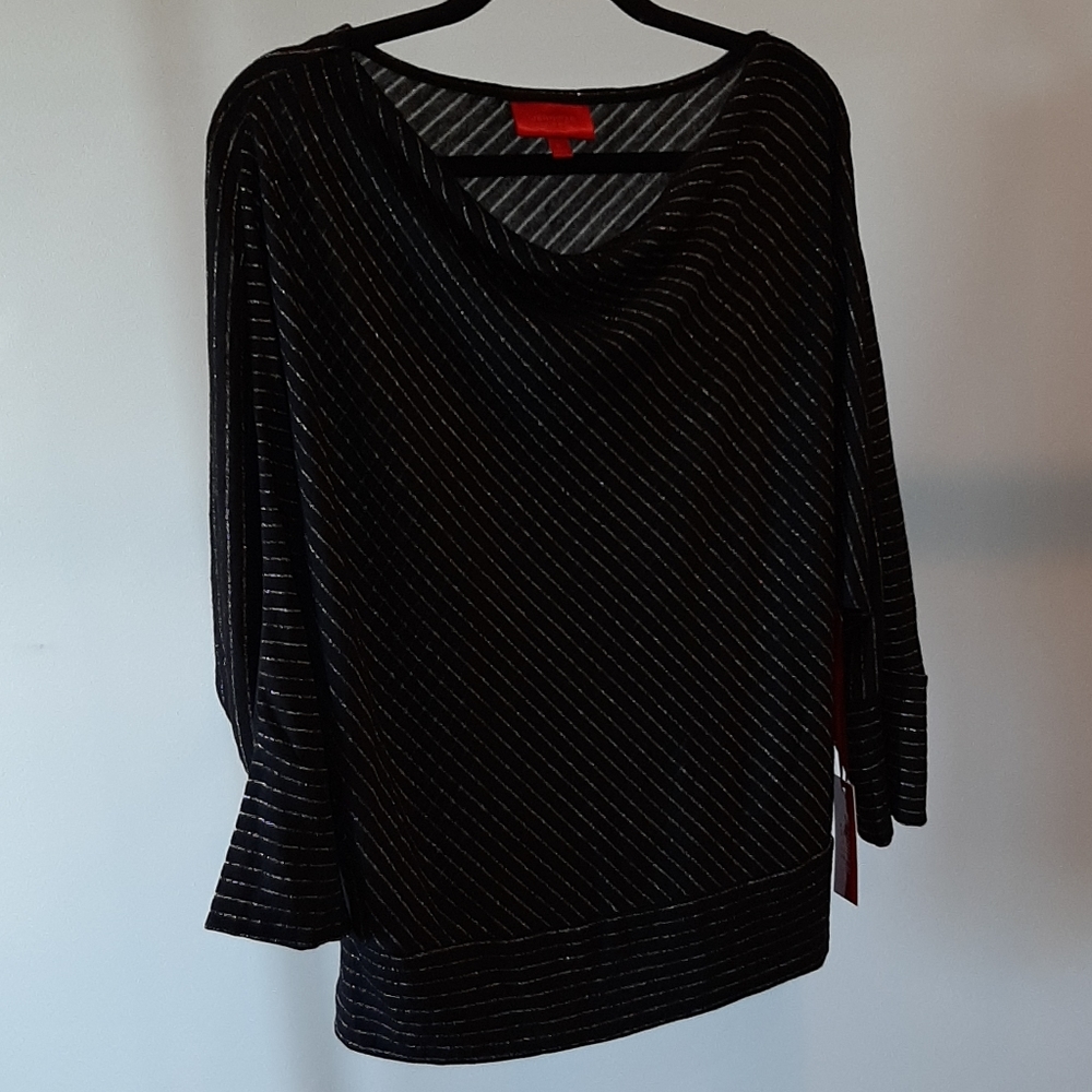 NWT Jennifer Lopez black with gold stripes sweater